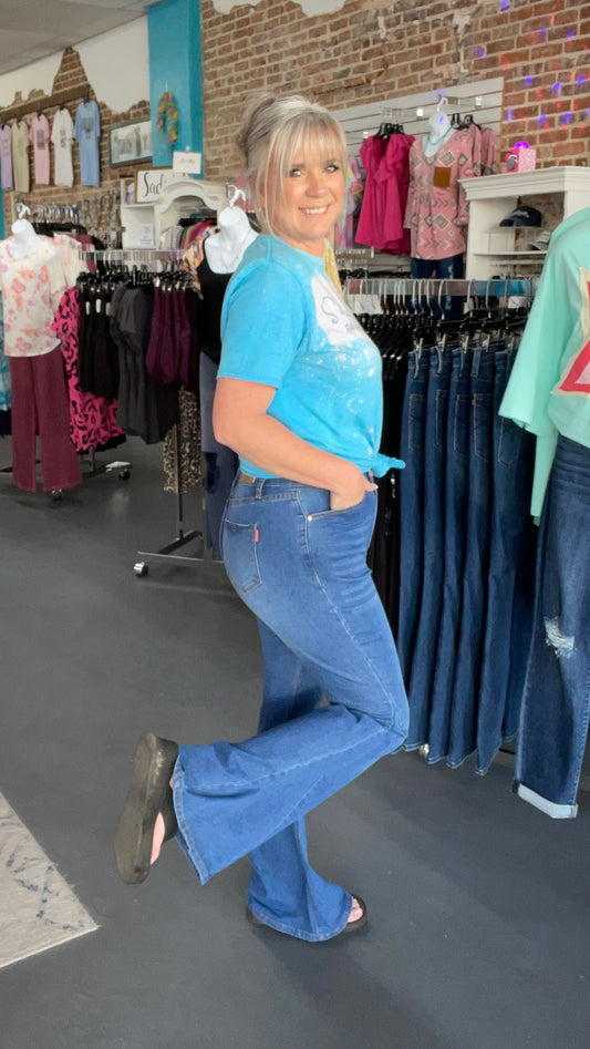 Side Panel Flare Jeans