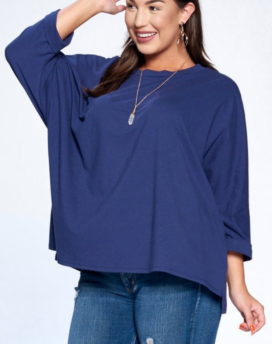 Navy Cotton Dolman-Plus