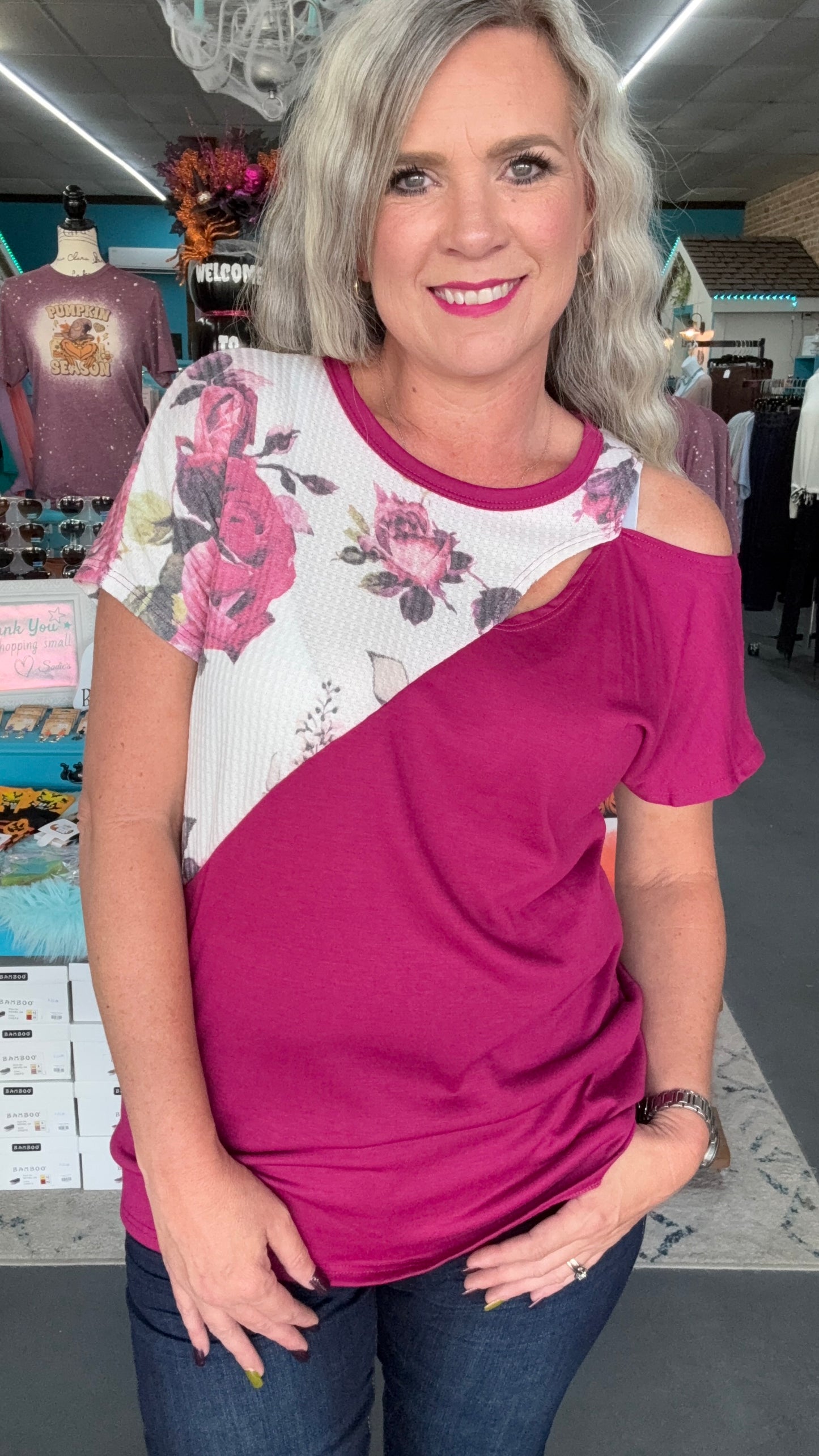Floral Cutout Top