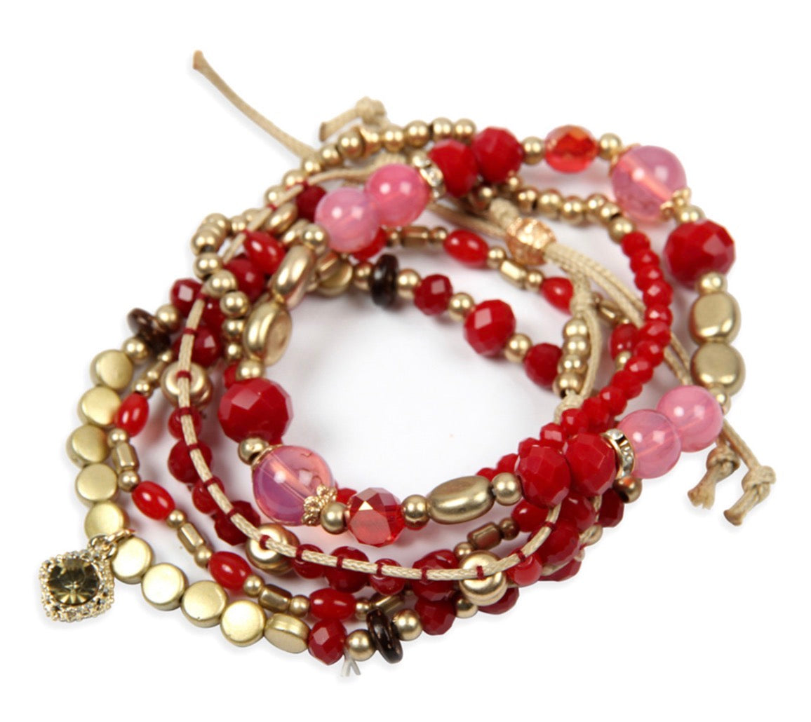 Red/Gold Bracelet Stack