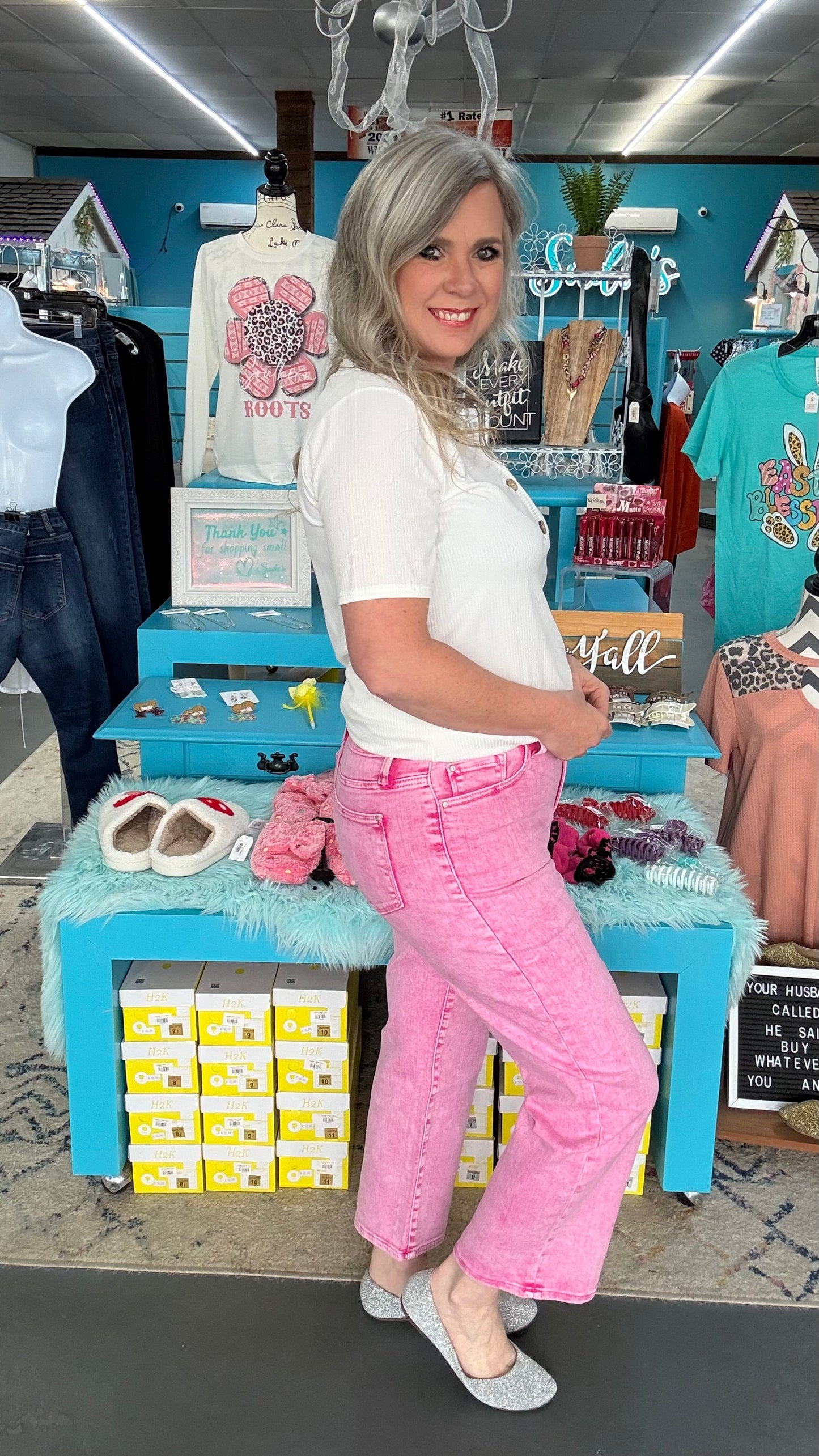 Pink Acid Wash Jeans