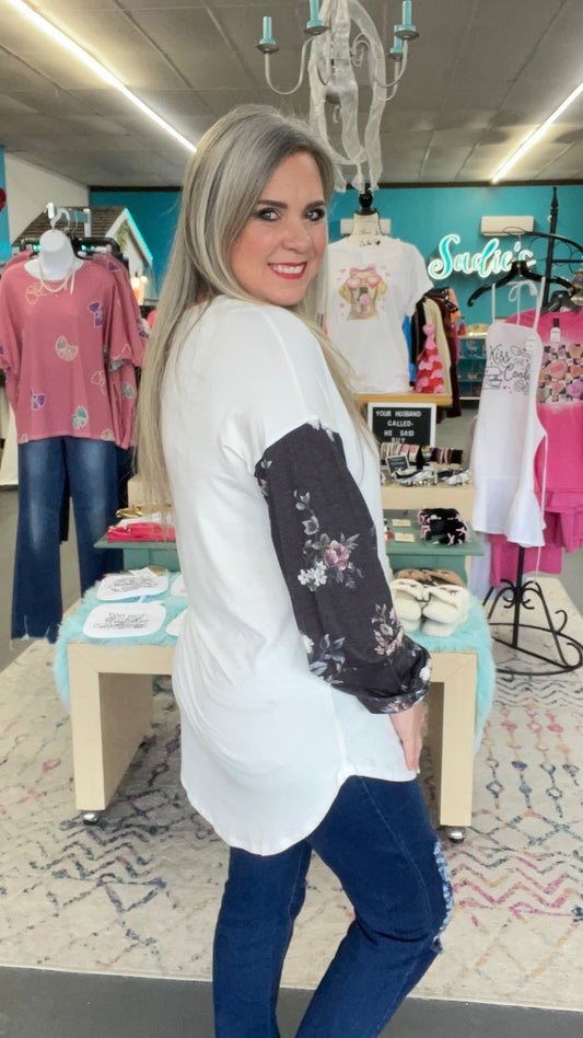 Floral Puff Sleeve Tunic