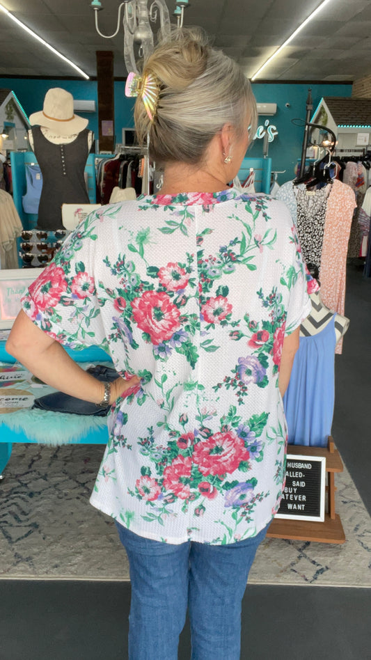 Floral Waffle Tee-Plus