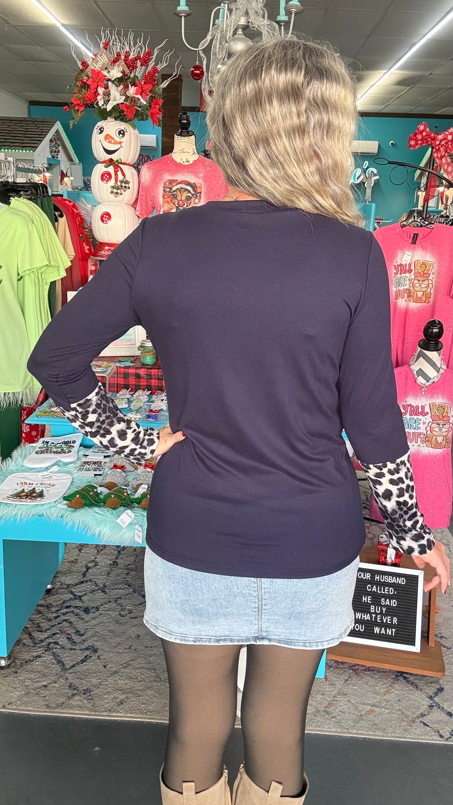 Navy Leopard Tee