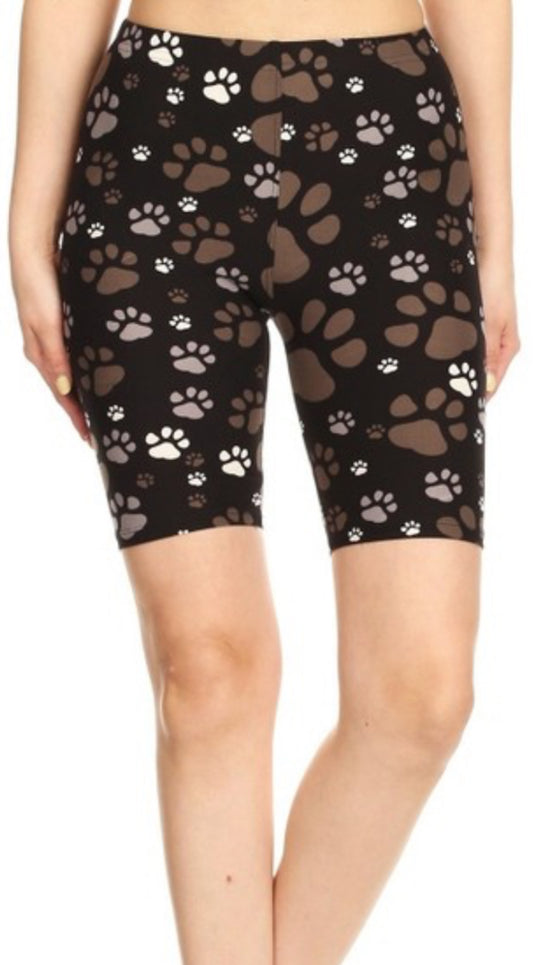 Paw Print Biker Shorts