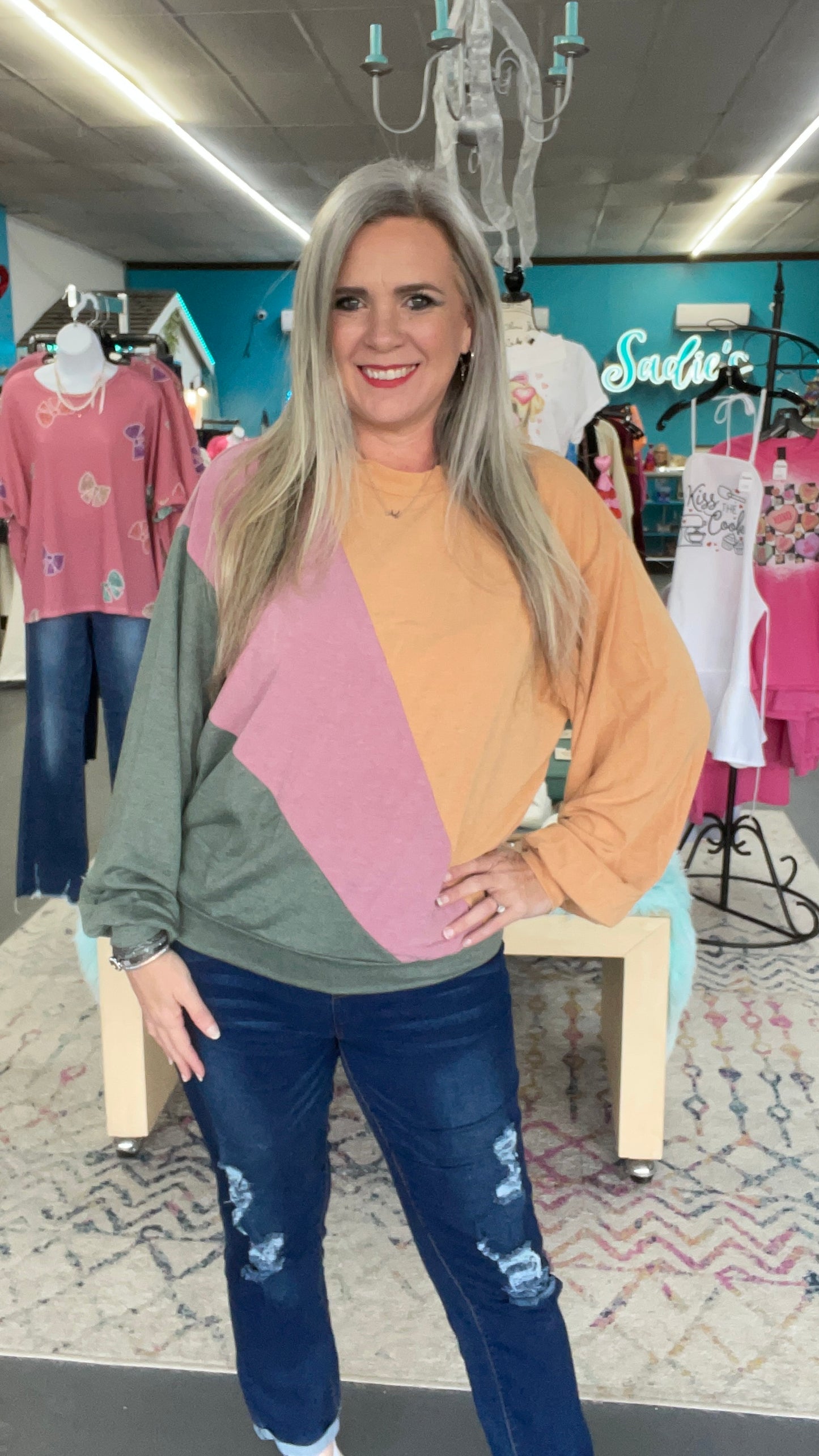 Rainbow Sherbert Pullover Top