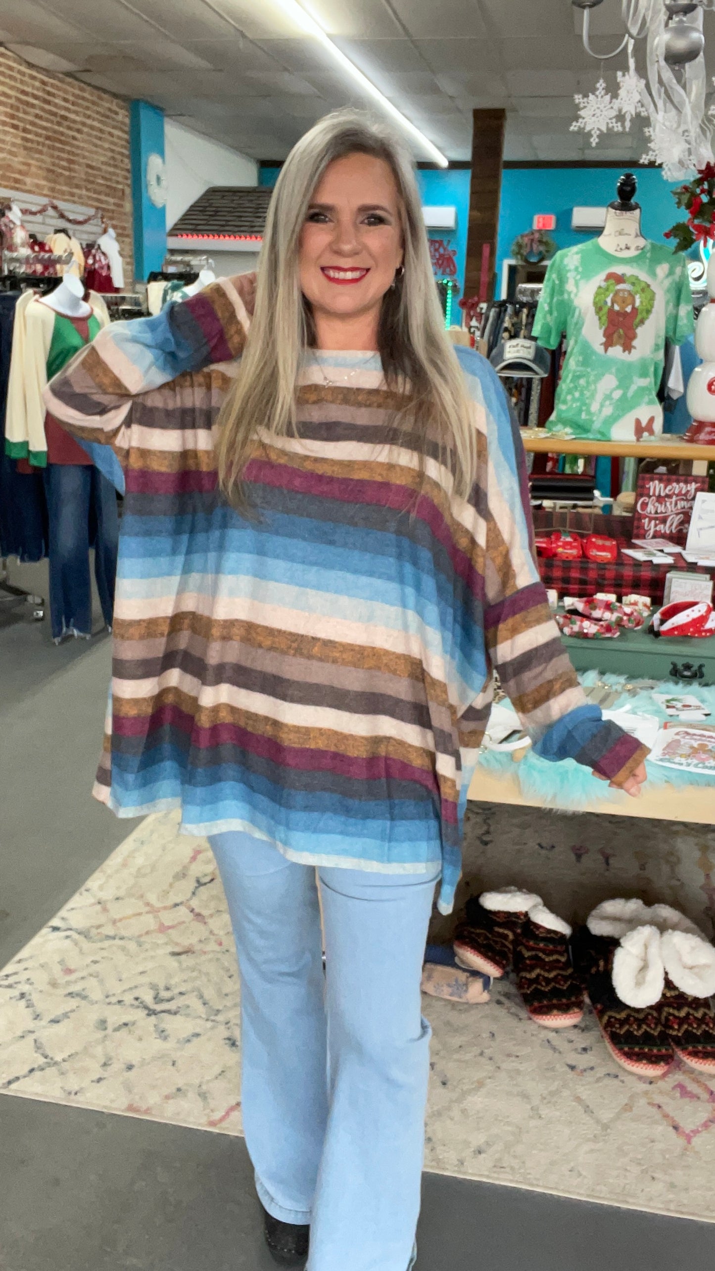 Boxy Stripe Tunic-Plus