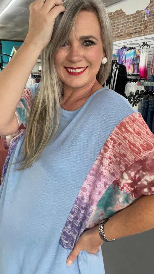 Leopard Sleeve Top-Plus