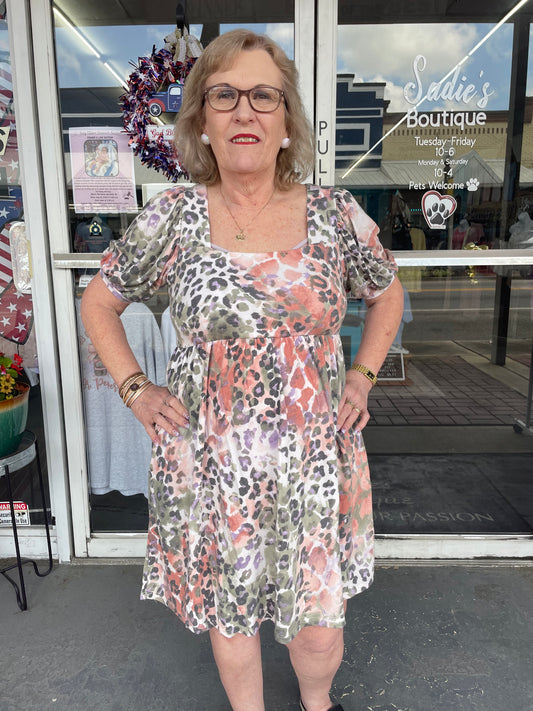 Watercolor Leopard Dress