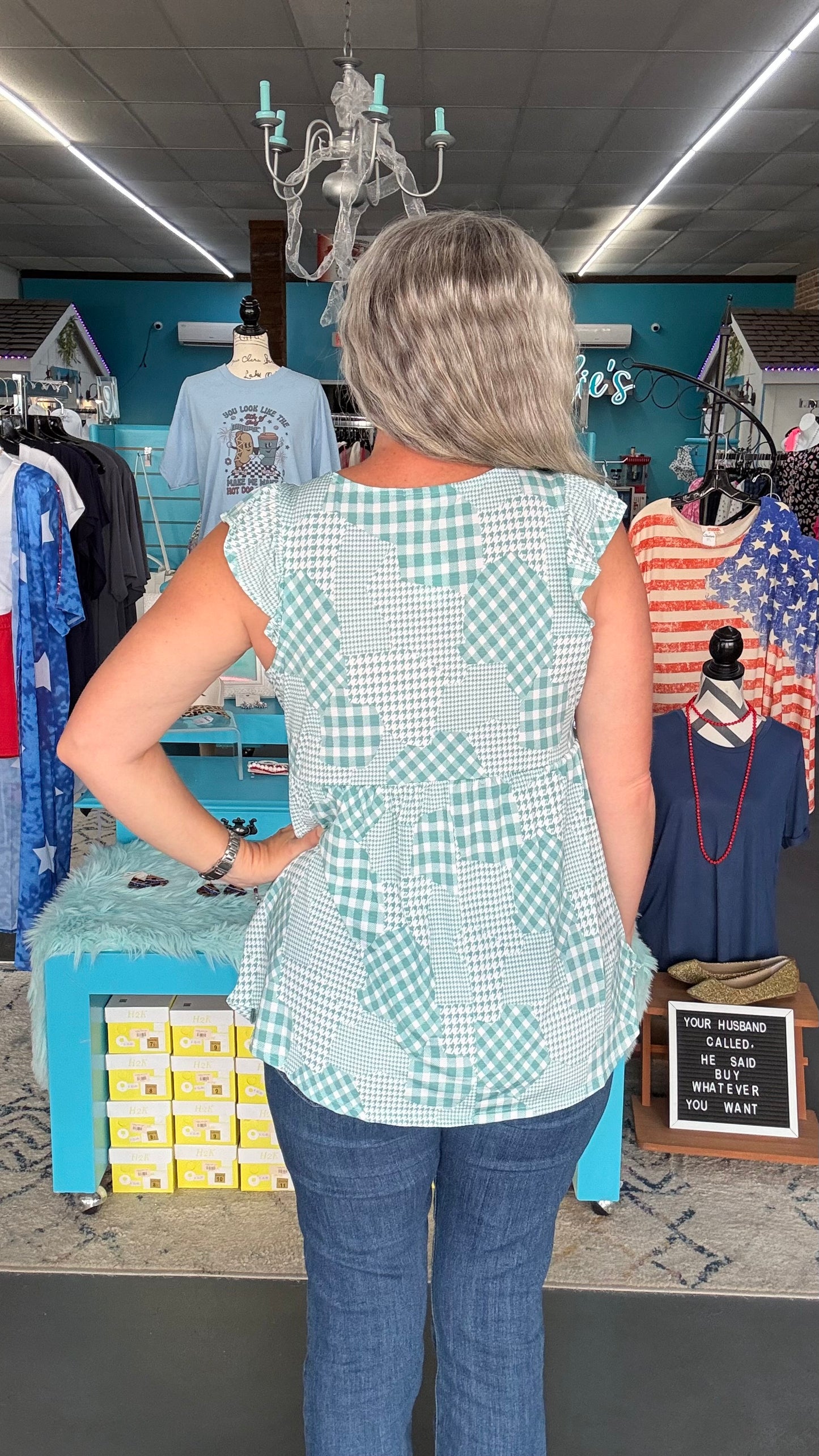 Houndstooth Babydoll Tunic