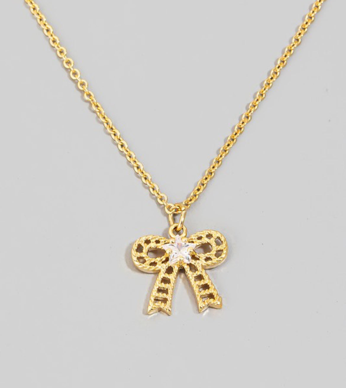 Rhinestone Bow Necklace