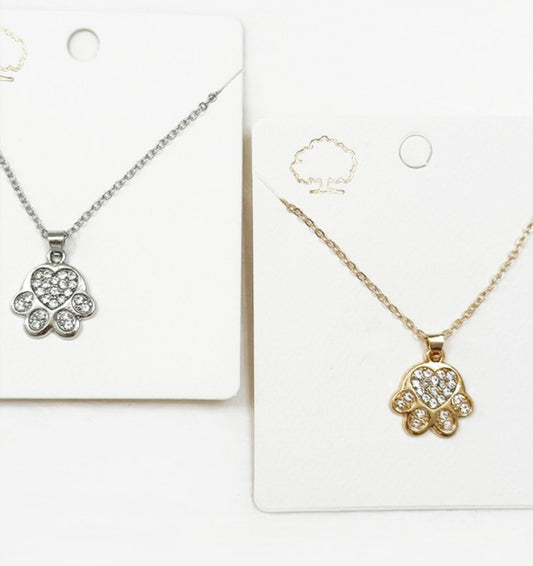 Rhinestone Paw Necklace