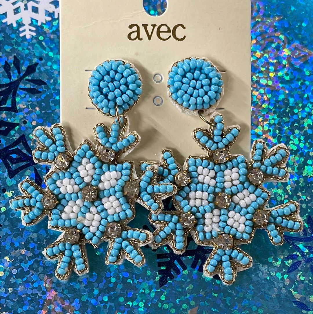 Seed Bead Snowflake Earrings