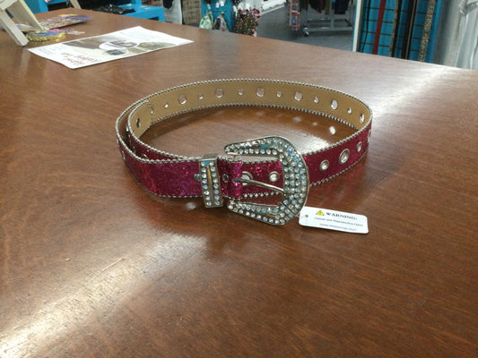 Rhinestone buckle glitter belt
