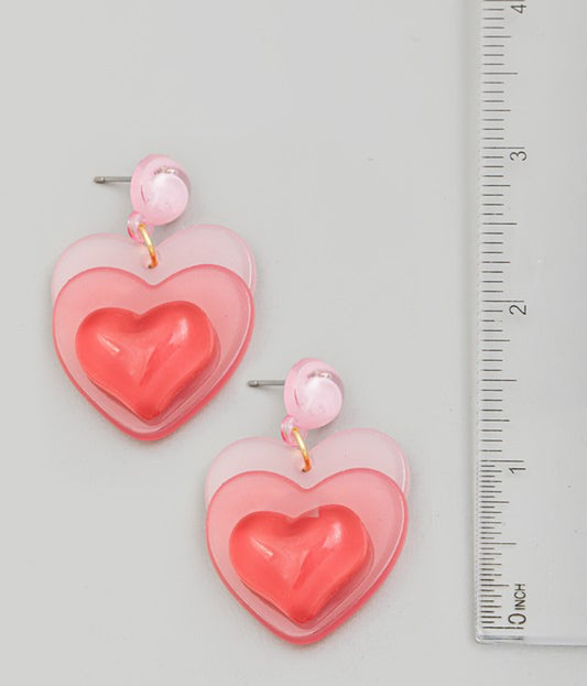 3D Heart Earrings