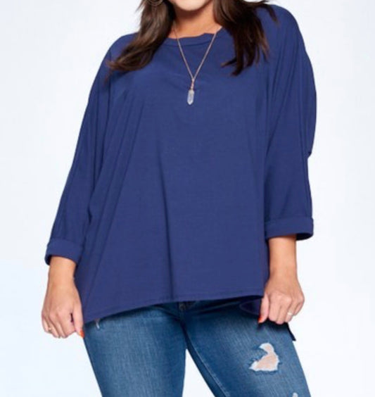 Navy Cotton Dolman-Plus