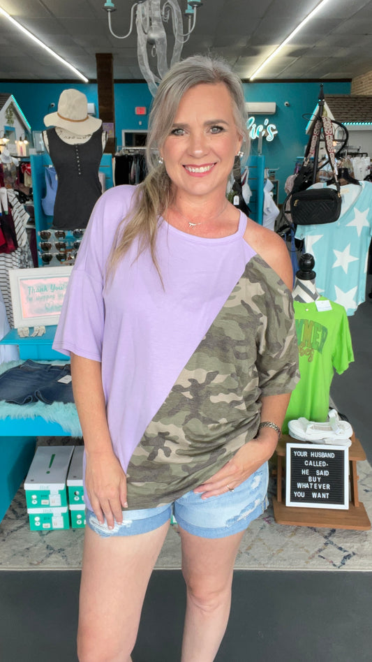 Camo Cold Shoulder-Plus