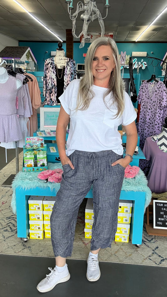 Linen Tulip Hem Pants