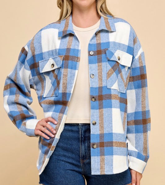 Navy Plaid Shacket