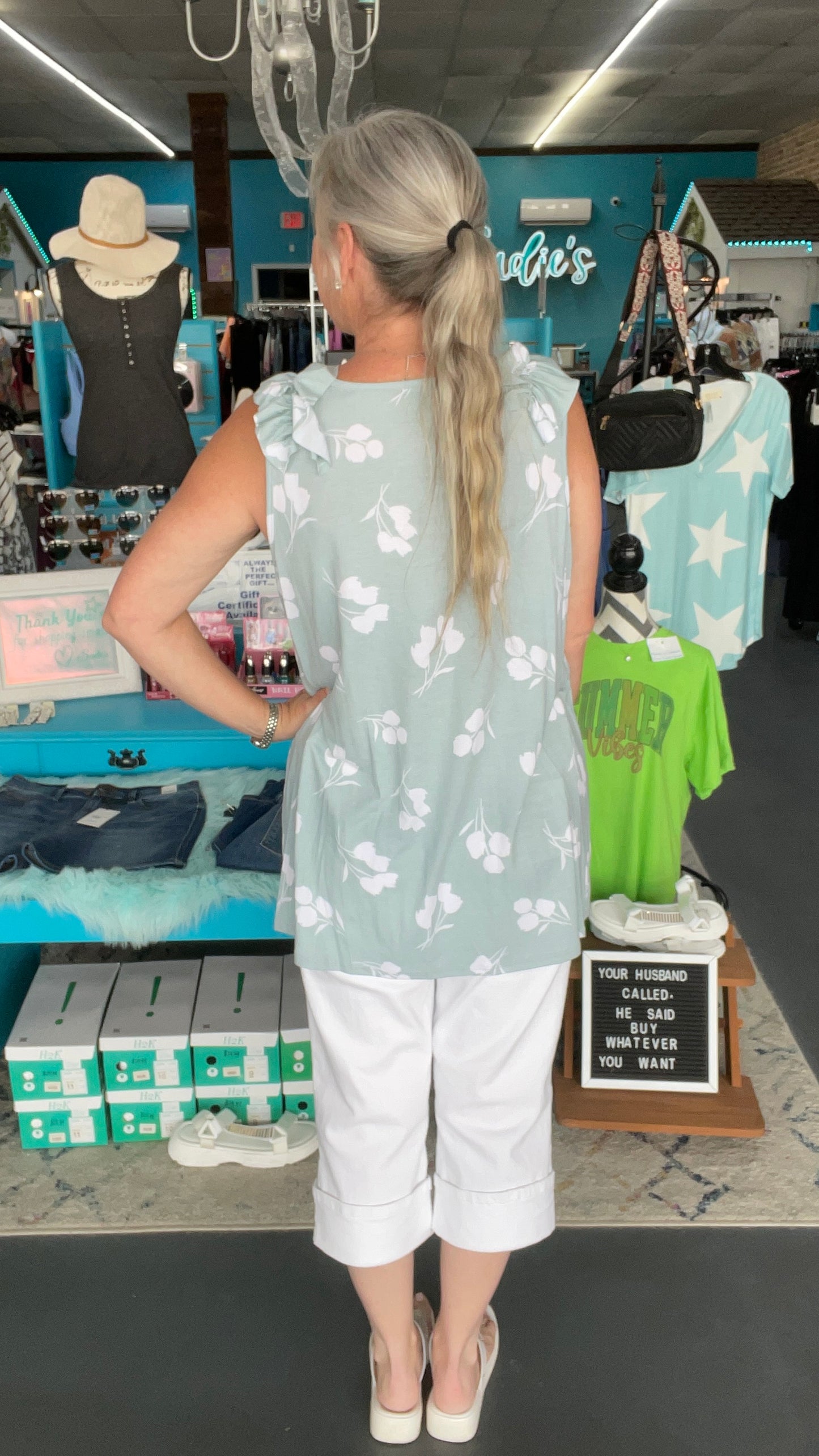 Floral Ruffle Top-Plus
