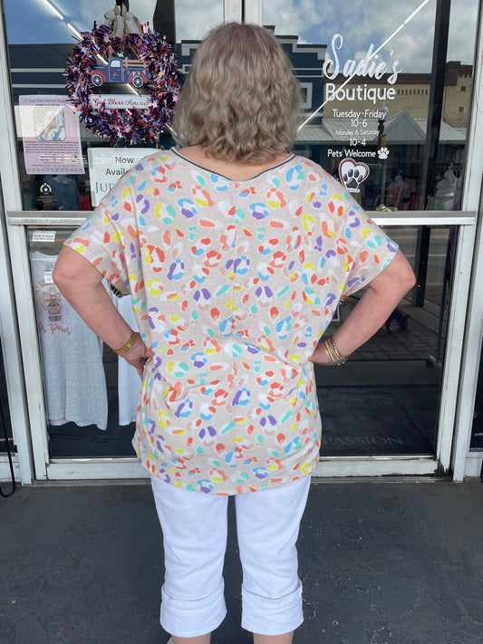 Leopard/Stripe Tee-Plus