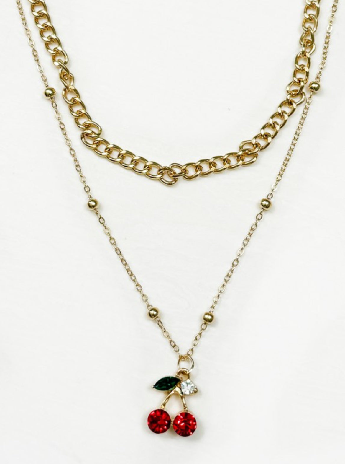 Rhinestone Cherry Necklace