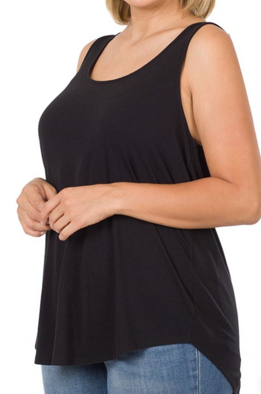 Sleeveless Black Tunic-Plus