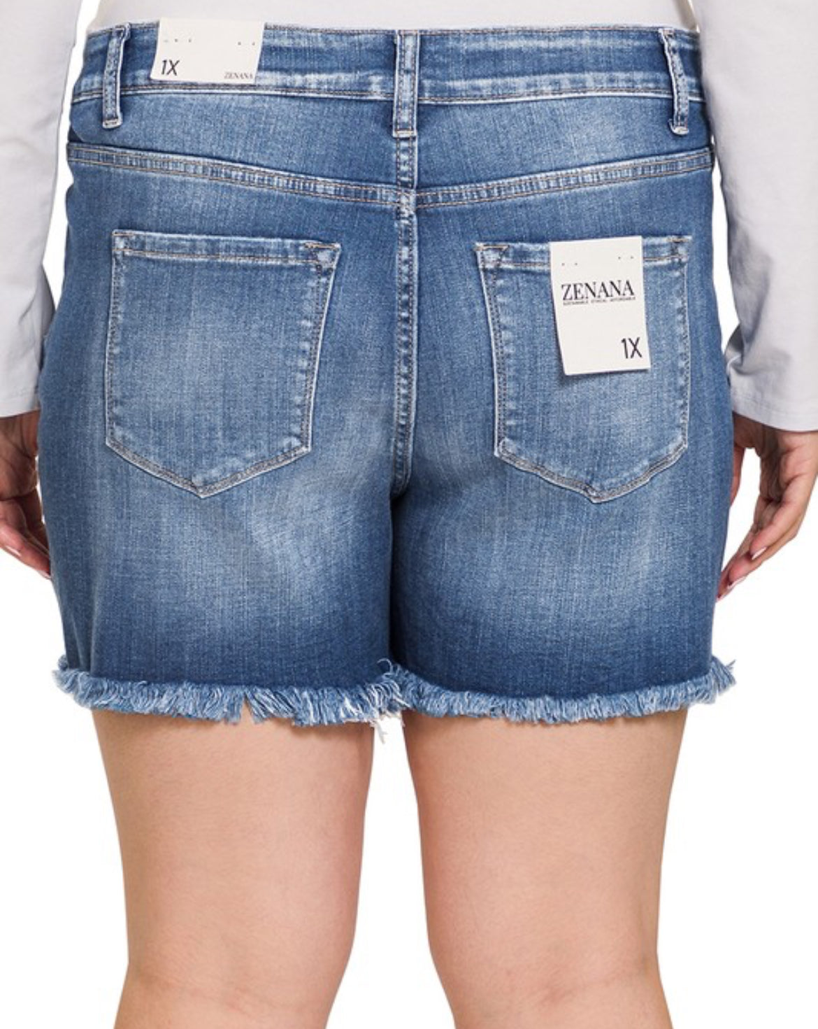 Mid-Rise Frayed Shorts