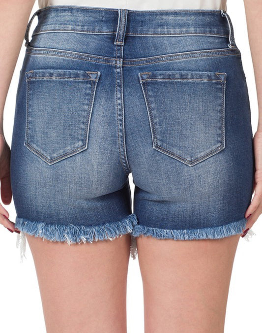 Mid-Rise Frayed Shorts
