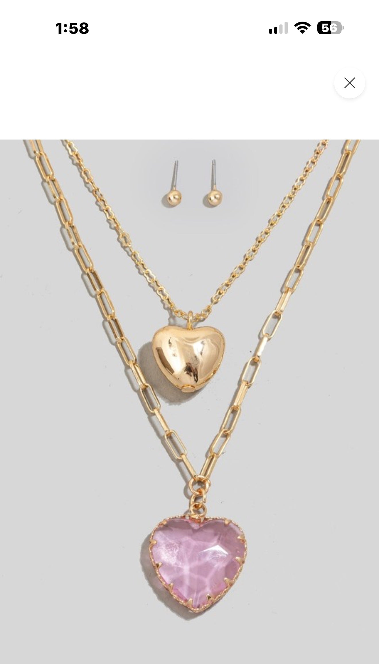 Pink Ice Heart Necklace