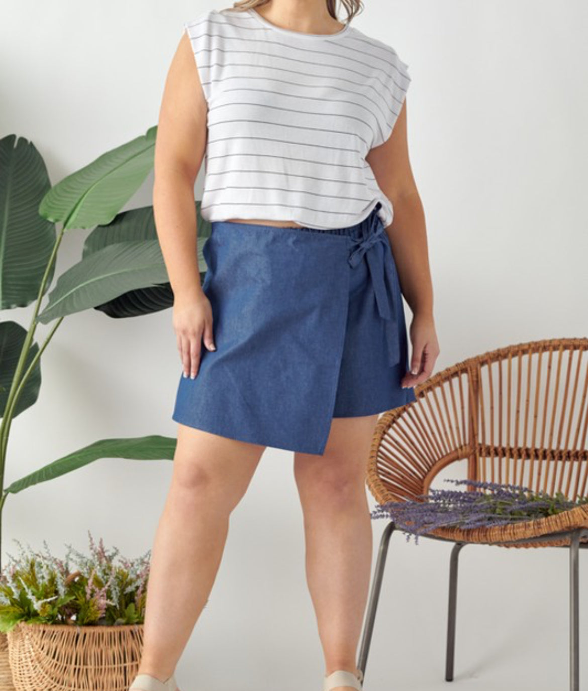 Asymmetric Chambray Skort