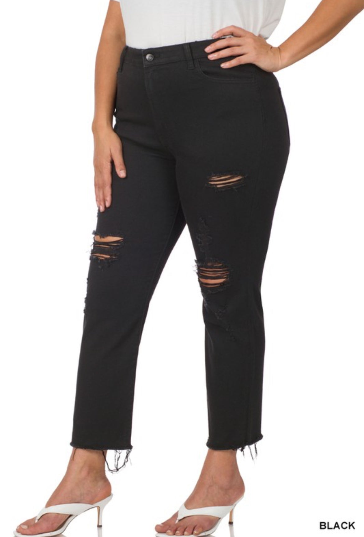 Distressed Cropped Jeans