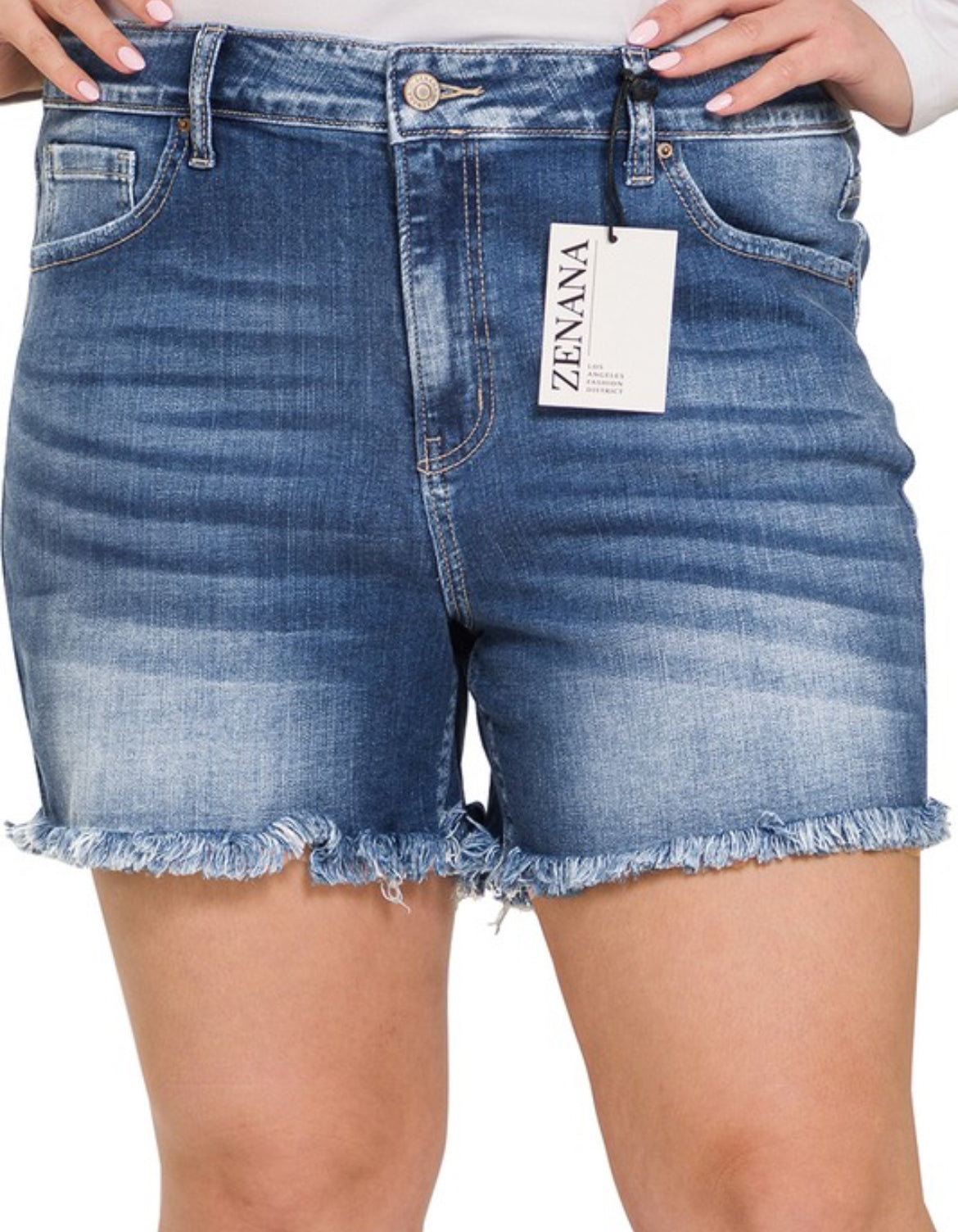 Mid-Rise Frayed Shorts