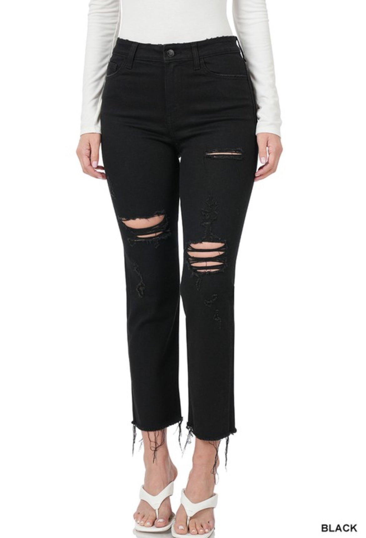 Distressed Cropped Jeans