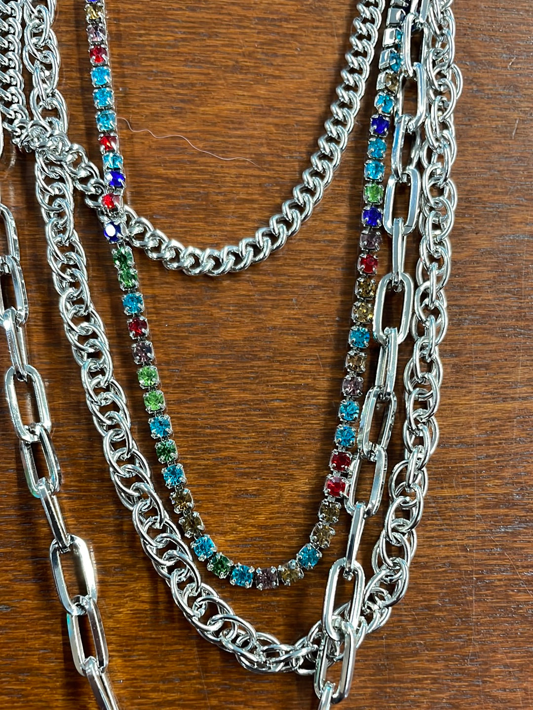 Rhinestone and Chain Necklace