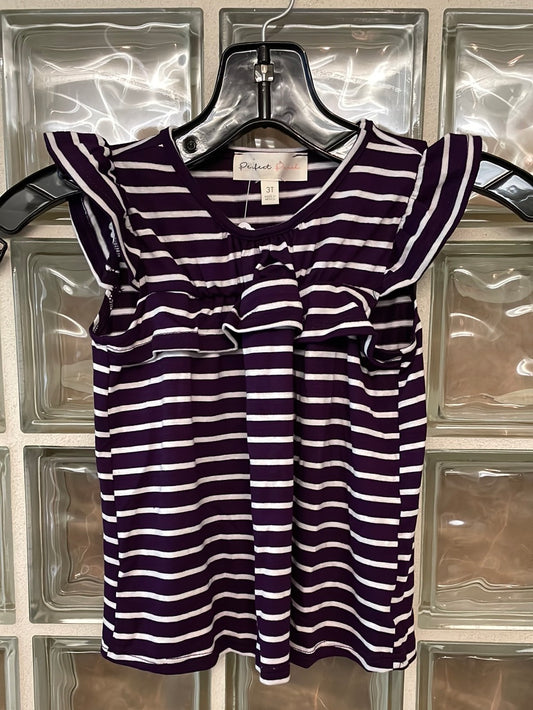 Stripe Flutter Sleeve Top-Girls
