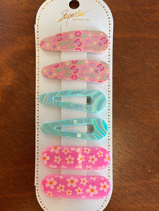Butterflies and Daisies Clips-Girls