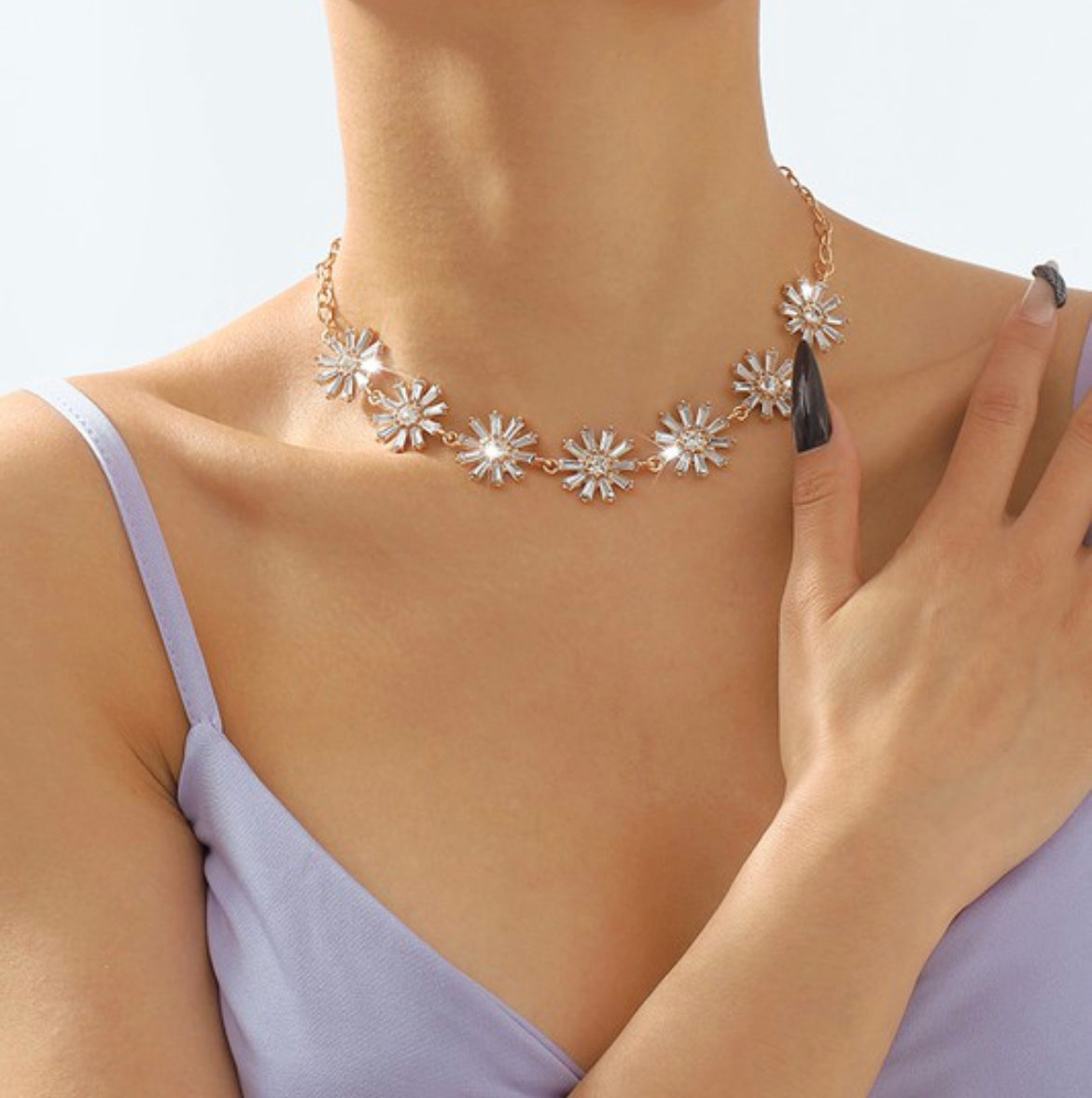 Rhinestone Flower Necklace