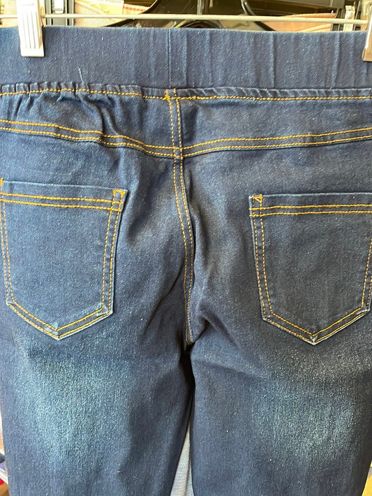 Pull on distressed denim jeggings