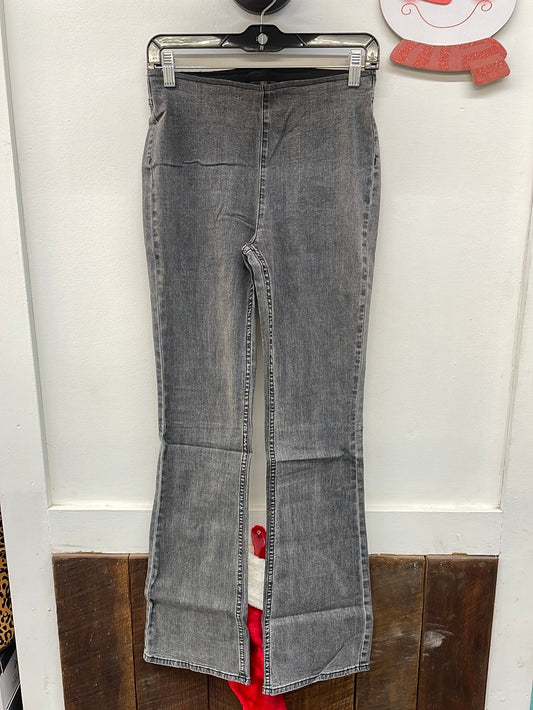 Washed Black Pullon Flare Jeans