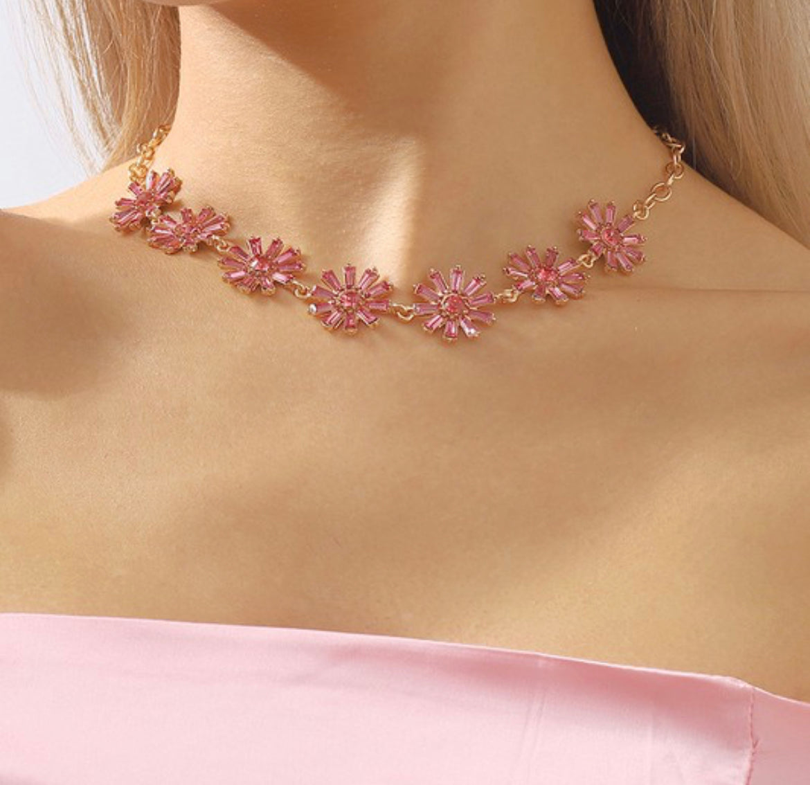 Rhinestone Flower Necklace