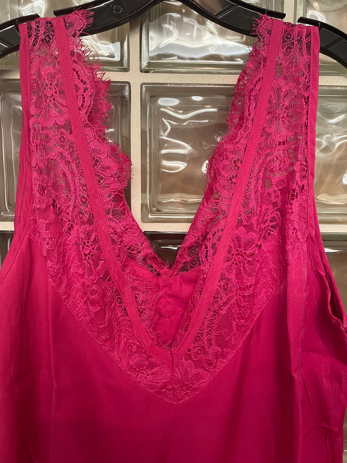 Fuchsia Lace Tank-Plus