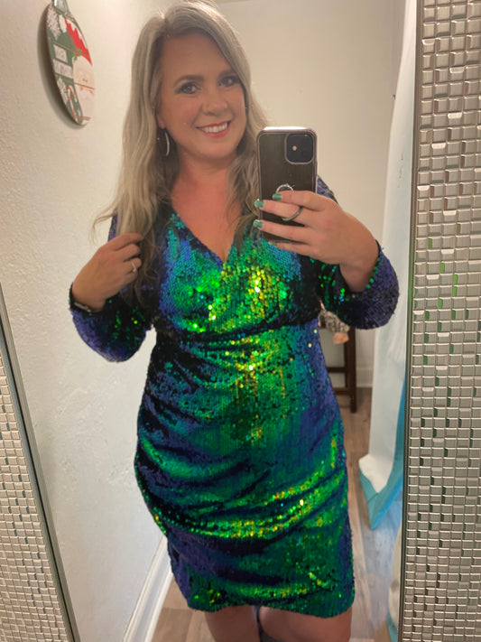 Mermaid Sequin Dress-Plus