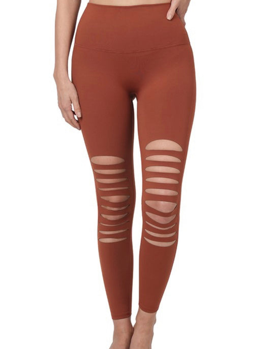 Dark Rust Cut Out Leggings