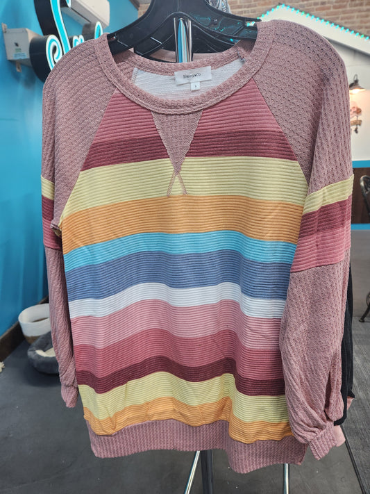 Textured rainbow knit top
