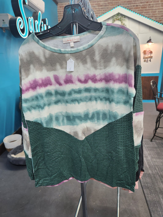 Hunter green chevron inspired long sleeve top