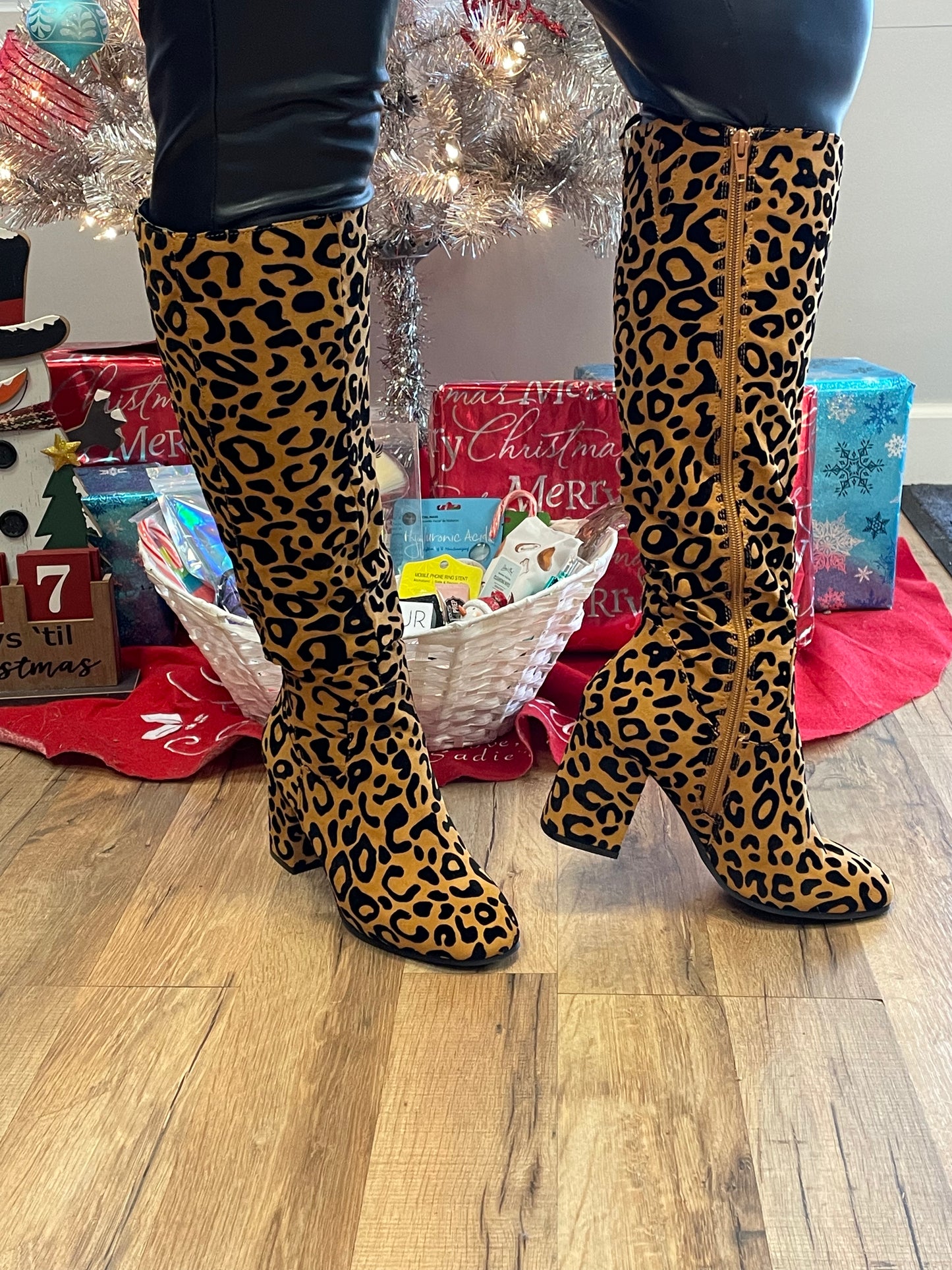 Leopard Knee Boots