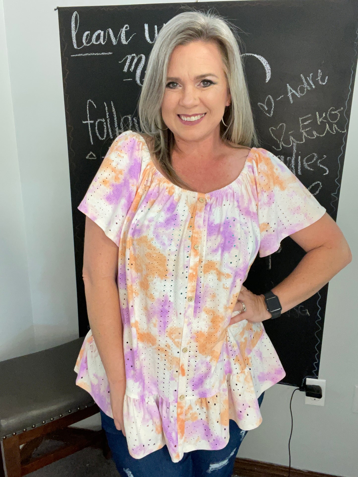 Lavender Sky Peplum Top-Plus