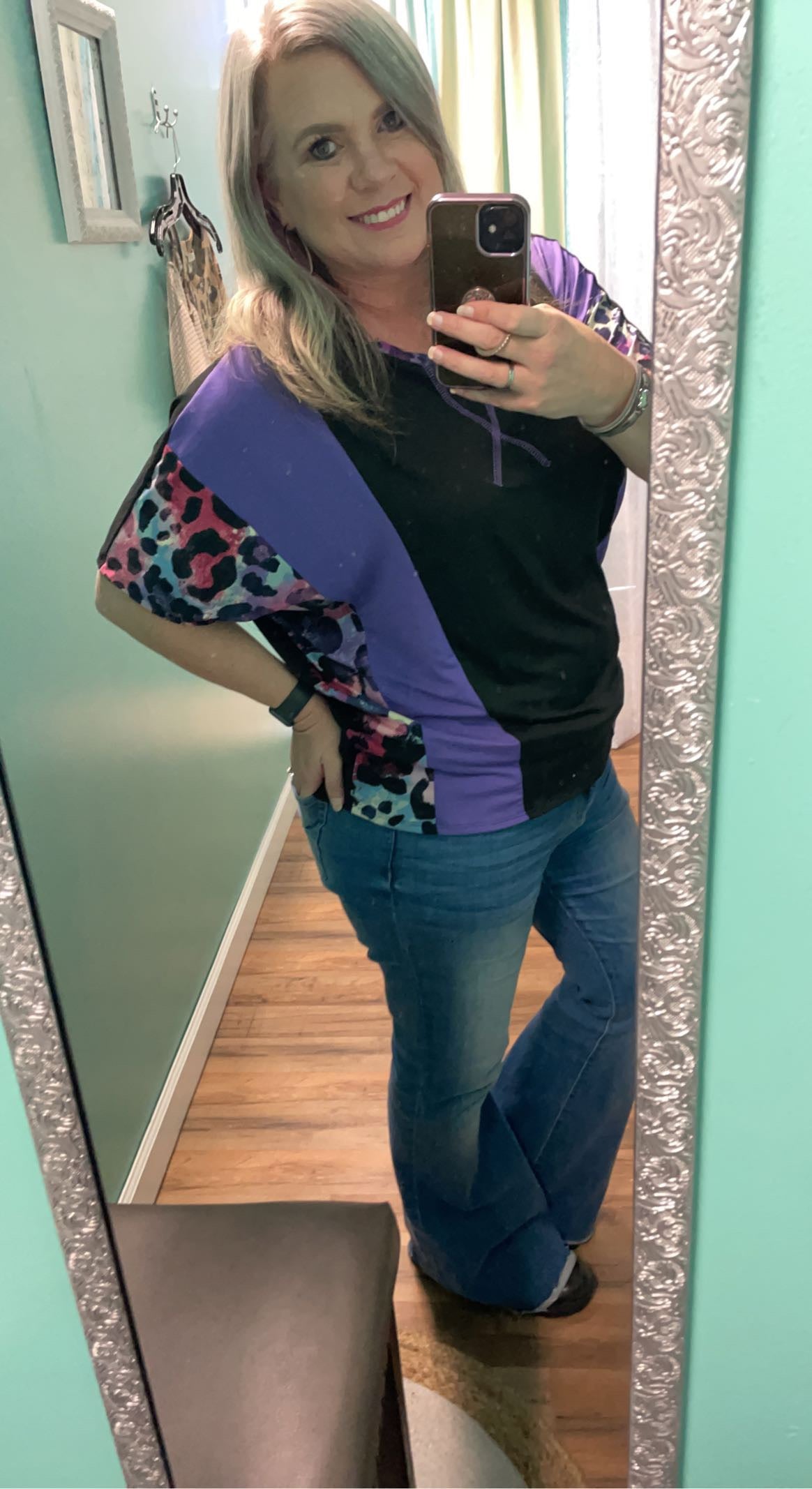 Purple Leopard Dolman Top