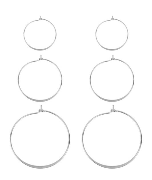 Silver Hoop Earring Set